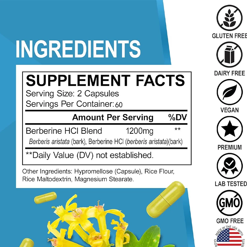 1200mg HCL Supplement, Healthy - Berberine Hcl Capsule review and price